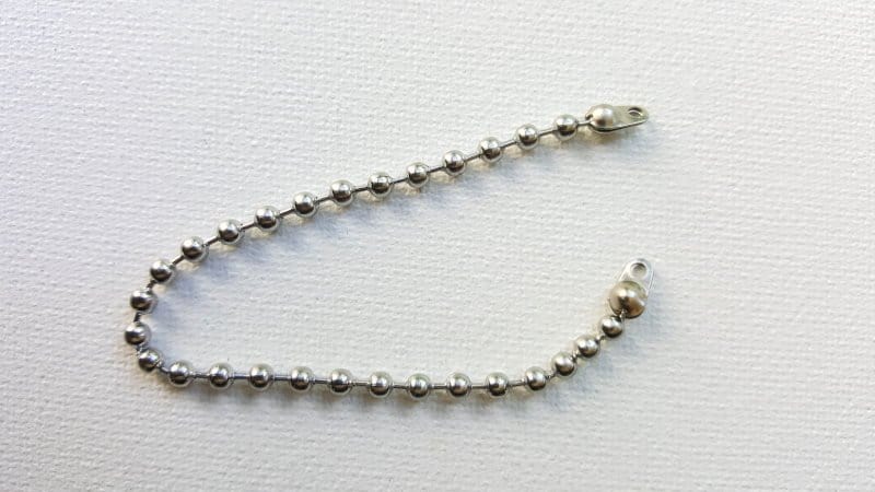 To use the ball chain connectors, open them up slightly, insert the ball chain and push closed