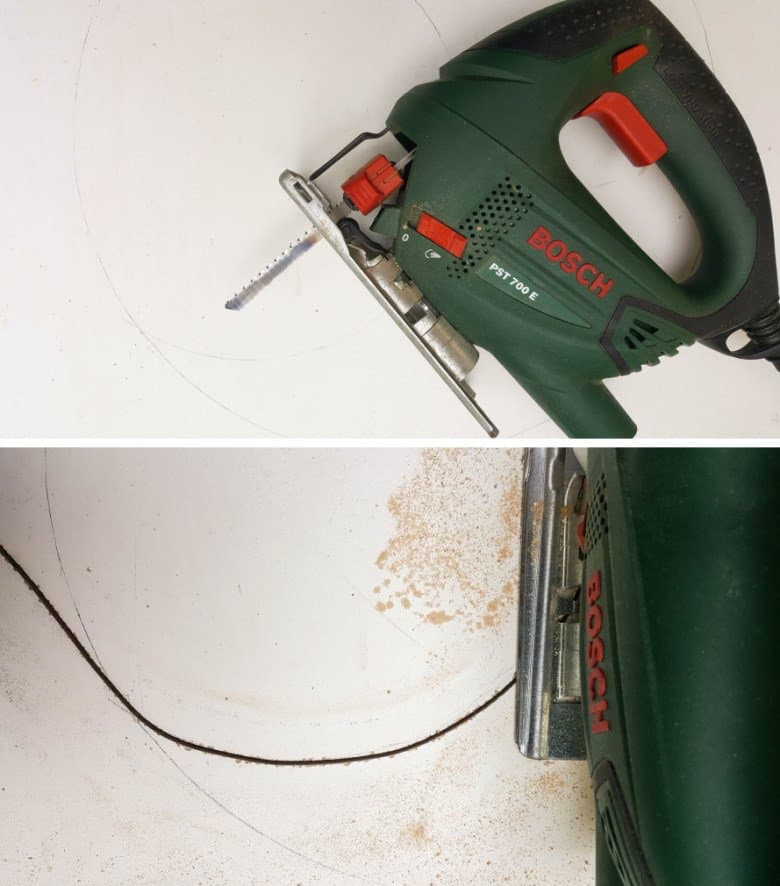 Use a jig saw to cut out the half moon shape