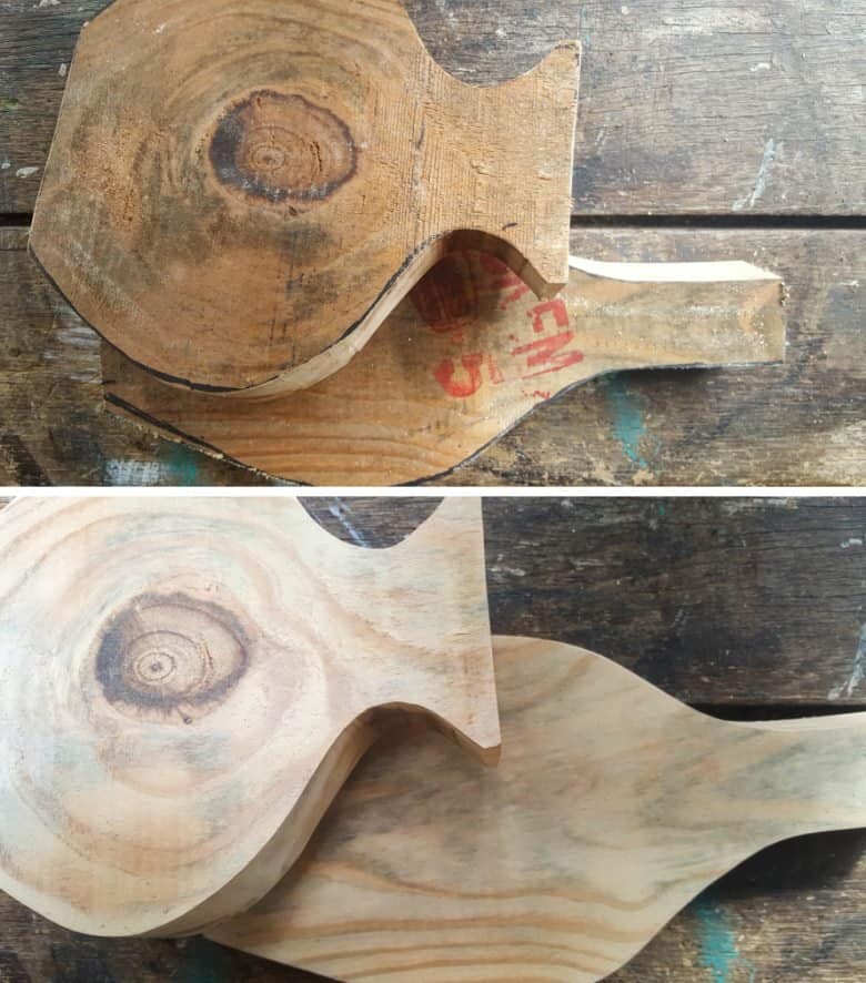 Use 100 and 120 grit sandpaper to sand the vase shapes