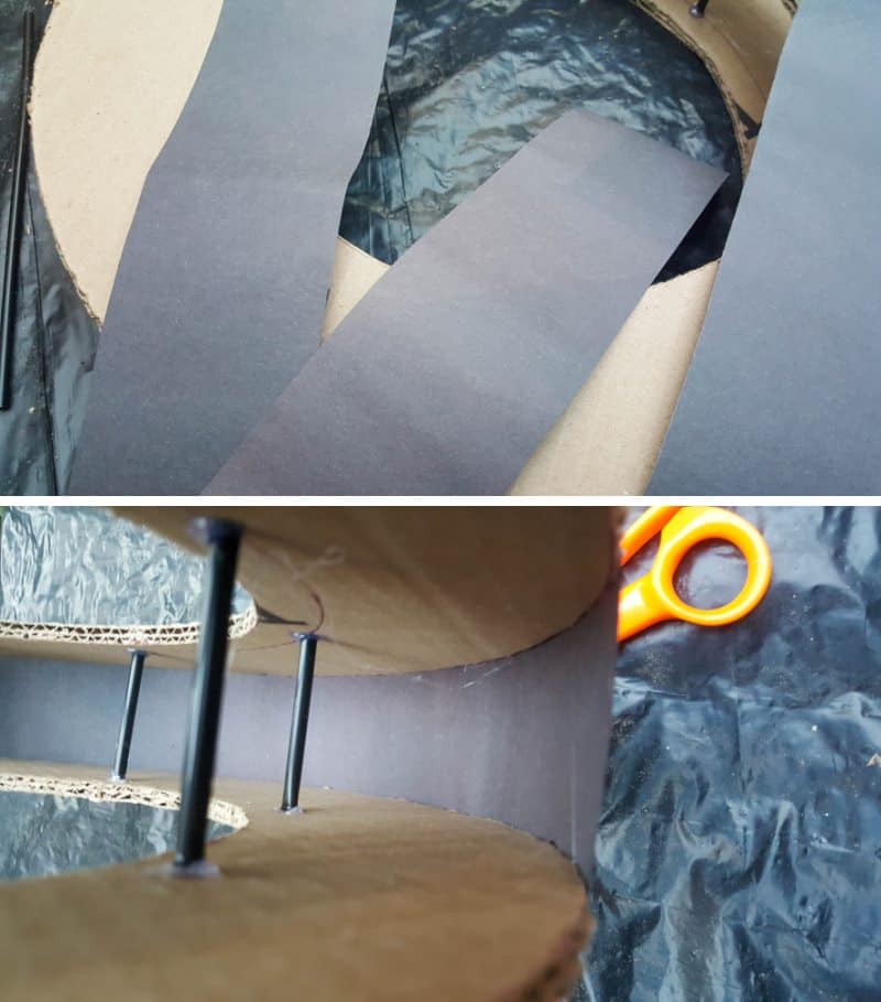 Glue a cardboard strip to the outside of the cardboard ring