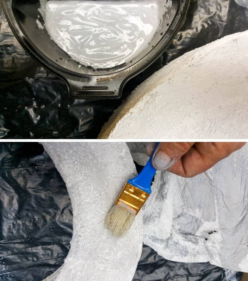 Mix a batch of light grey craft paint and dry brush it on
