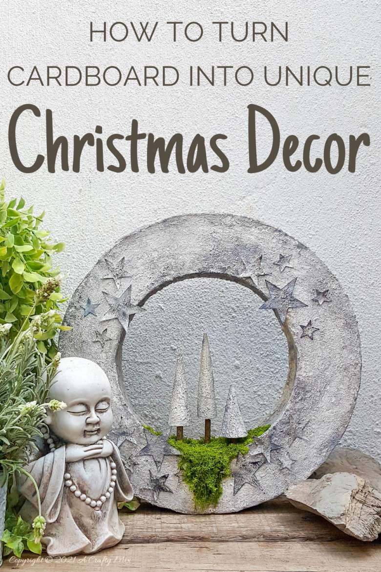 I&rsquo;m in love with how this DIY faux concrete light ring turned out. And no-one believes me when I tell them it's made almost entirely from a repurposed cardboard box. Easy budget-friendly decor that looks amazing. #cardboard #ACaftyMix #Homedecor