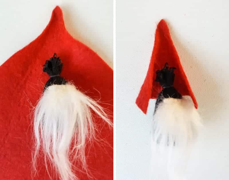 Use the miniature sock gnome body as a guide to cut the hat
