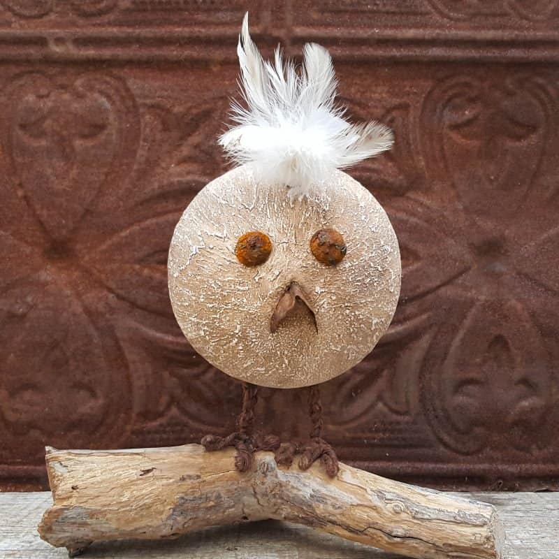 Looking for a budget-friendly craft idea? Then you'll love making this easy polystyrene ball bird with rusty detail. The tutorial will also show you how to mix up a batch of texture paste using common household items. #polystyreneballcraft #ACraftyMix #TexturePaste