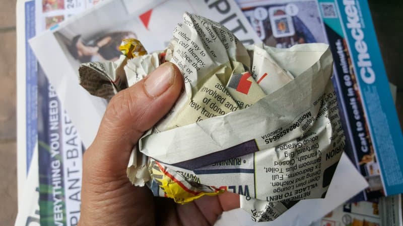 Scrunch up some newspaper to form a ball