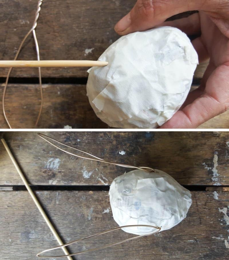 Make a small hole with the skewer and test fit the ears