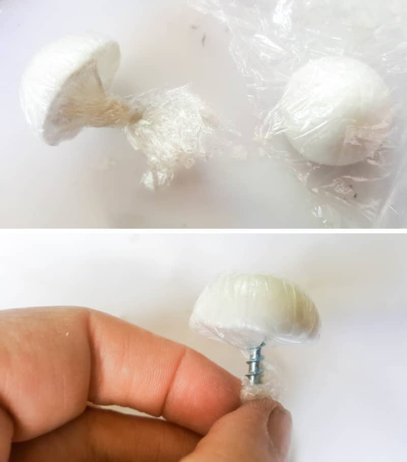 Wrap the cut ball with cling warp to protect