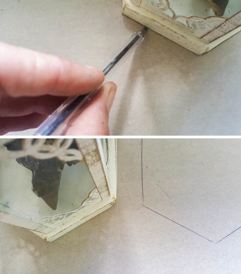 Trace around the outside of the lantern to make a template. Adjust accordingly