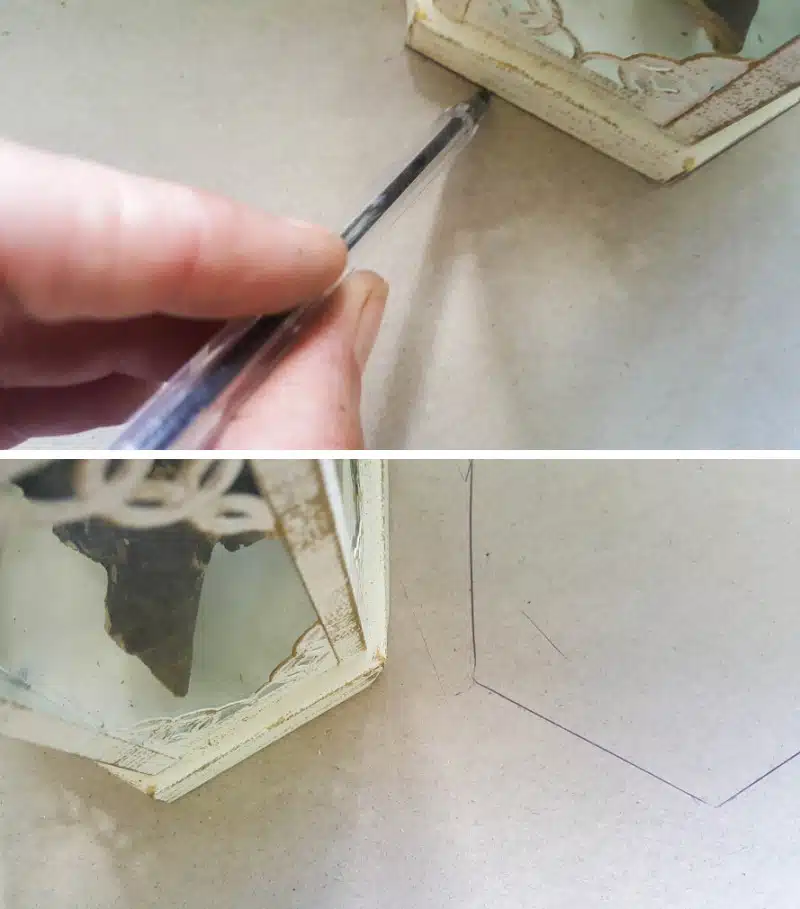 Trace around the outside of the lantern to make a template. Adjust accordingly
