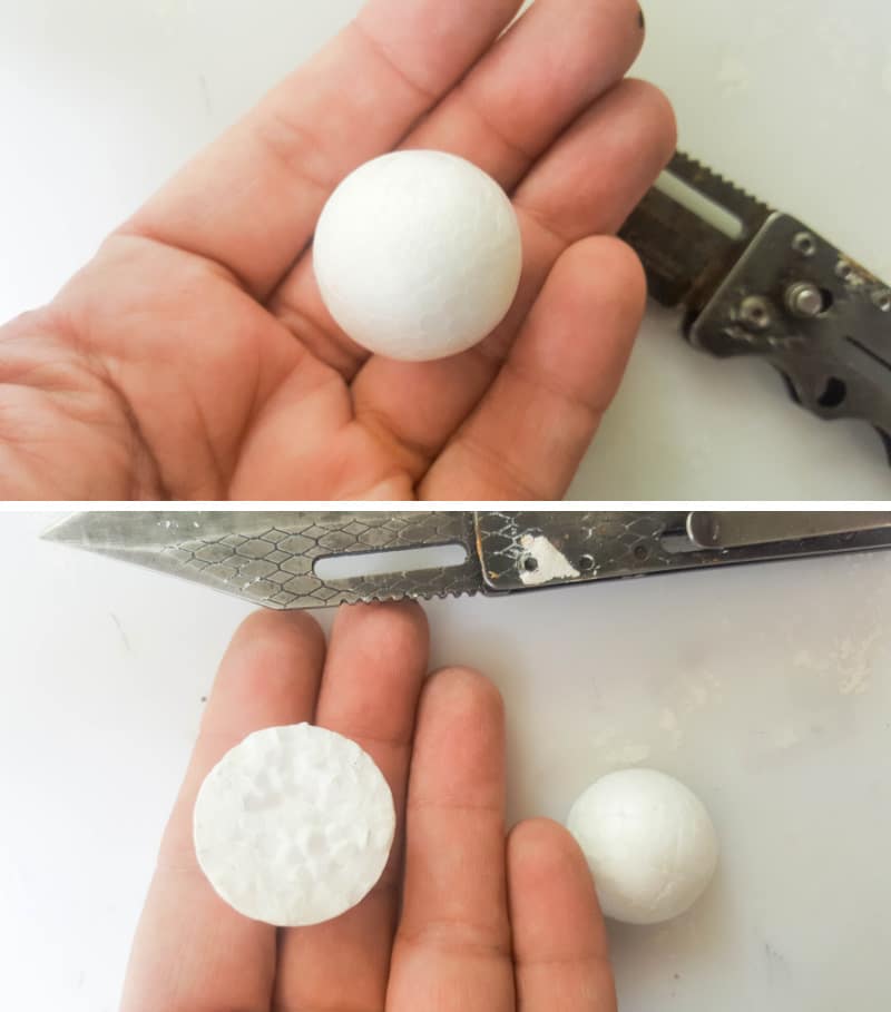 Cut a polystyrene (Styrofoam) ball in half with a sharp craft knife