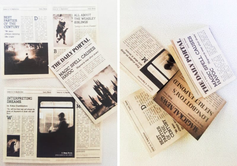 Fold the newspaper printable in half and then half again