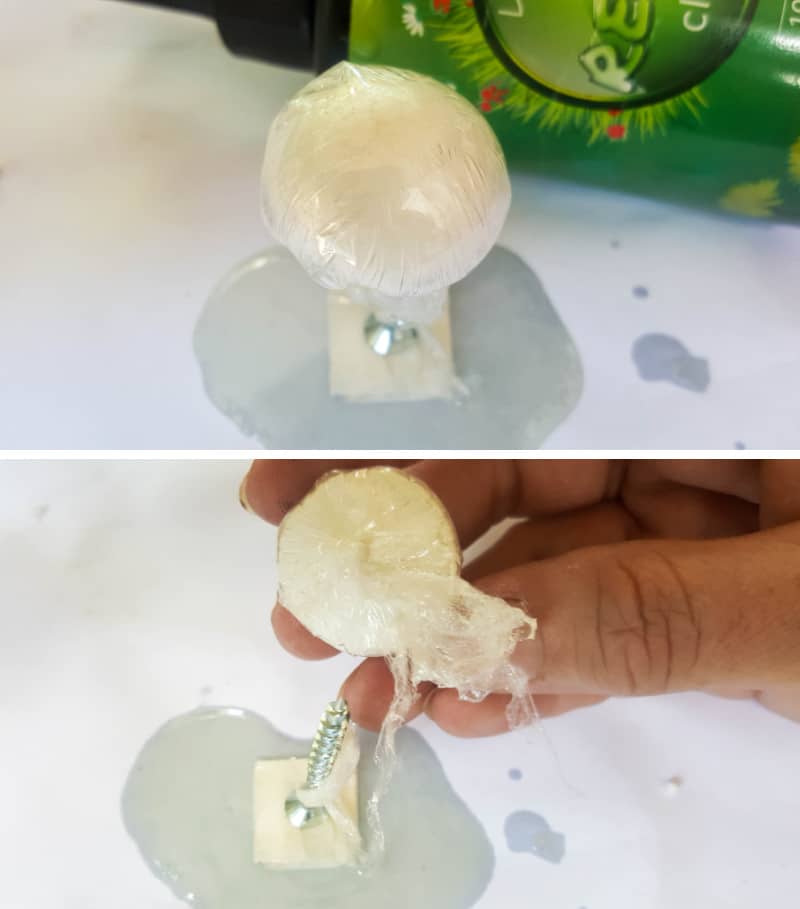Pour 2-minute resin over the half ball
