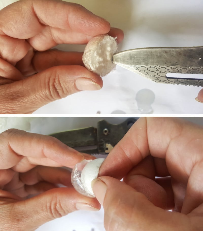 Remove the ball and cling wrap