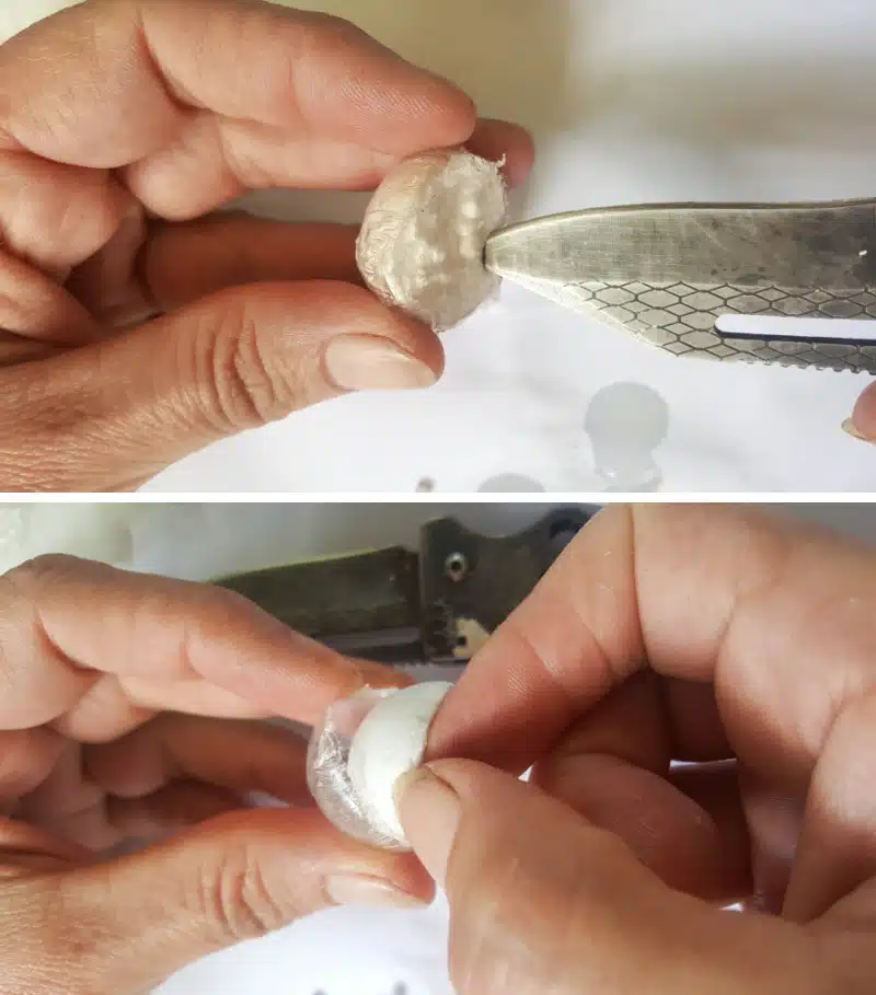 Remove the ball and cling wrap