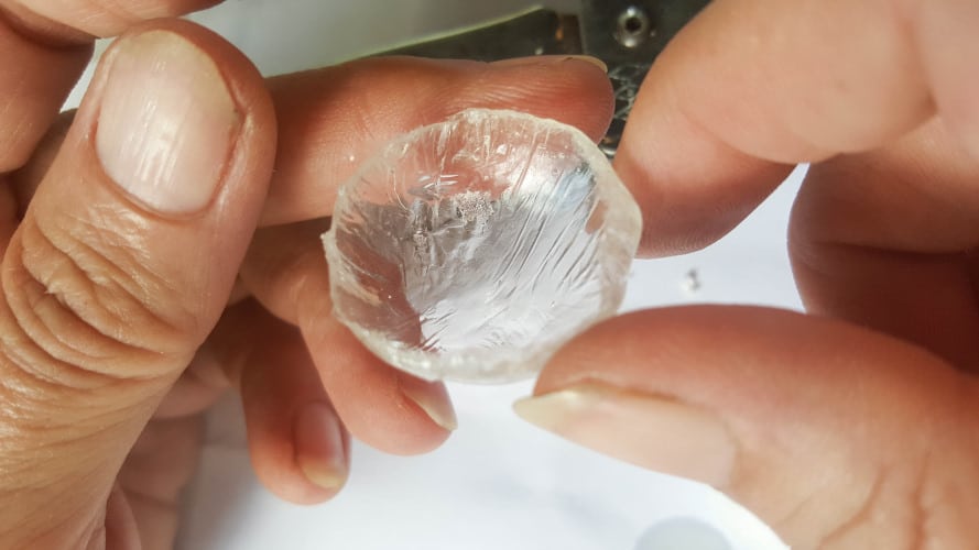 A closer look at the resin dome before it gets turned into a stained-glass light