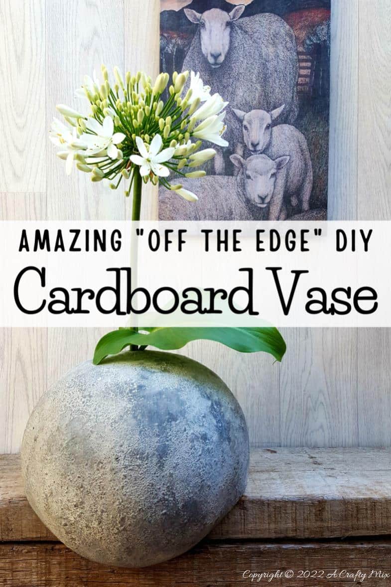 This simple step by step tutorial will show you how to make an unusual cardboard vase for real flowers and use charcoal ash to add texture. The easy-to-follow craft tutorial can be adapted for any vase style. #Craft #ACraftyMix #HomeDecor