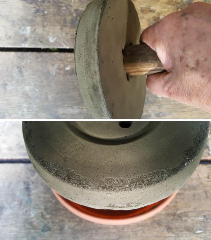 Use 100-grit sandpaper to smooth the button out