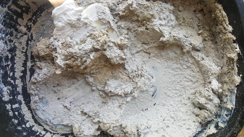 The charcoal ash texture paste consistency