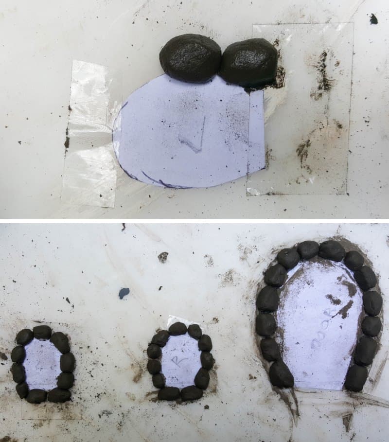 Use left over concrete to make small blobs