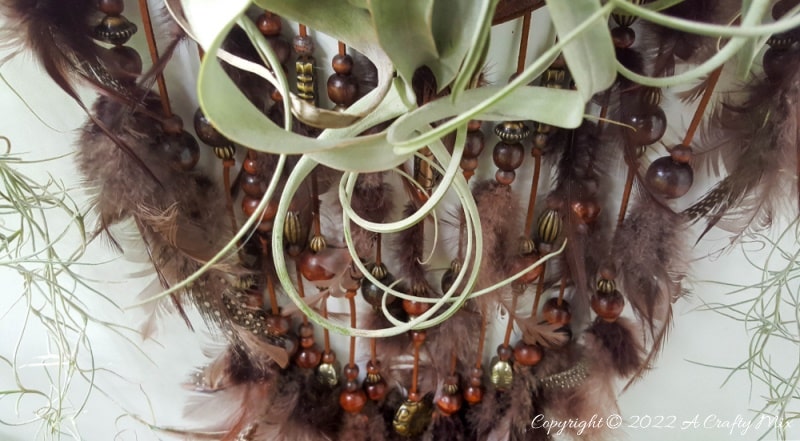 Do you enjoy making planters that serve a dual purpose? We sure do. I've been nurturing a rather large air plant for a while and wanted to make something that would put her center stage and add a little boho magic to our decor. And I think I may have done just that with this leather Tillandsia planter. Get the full tutorial here. #diyairplanter #AcraftyMix #livingwalldecor