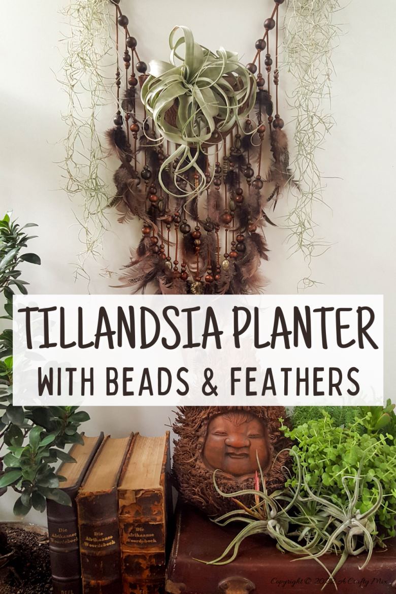 Do you enjoy making planters that serve a dual purpose? We sure do. I've been nurturing a rather large air plant for a while and wanted to make something that would put her center stage and add a little boho magic to our decor. And I think I may have done just that with this leather Tillandsia planter. Get the full tutorial here. #diyairplanter #AcraftyMix #livingwalldecor