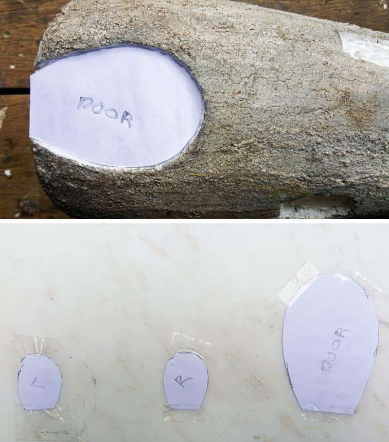 Make a paper template of the door and windows