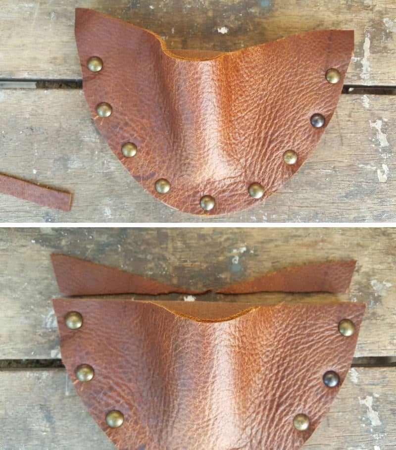 Trim away the excess leather from the pocket