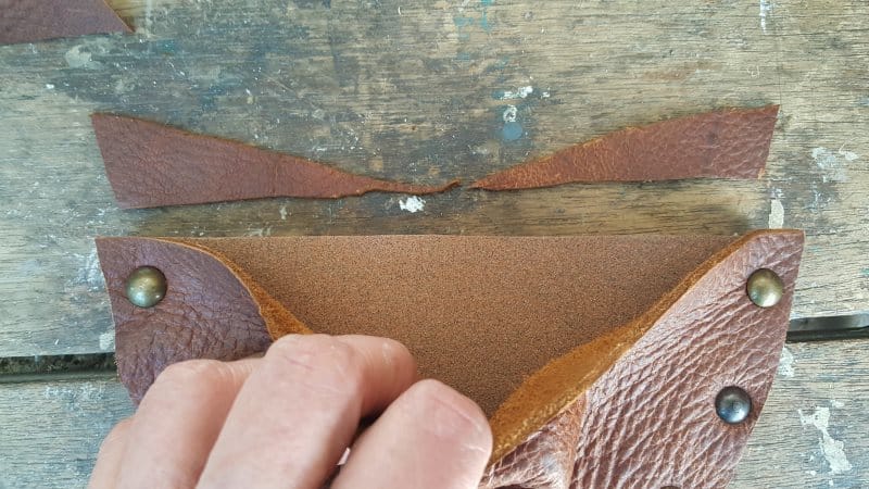 Close up of the wide leather pocket that will hold the air plant