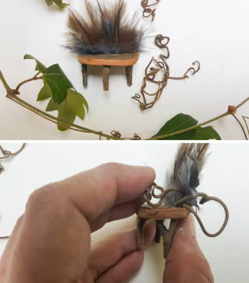 Use tendrils to make arm rests for the feathered fairy throne