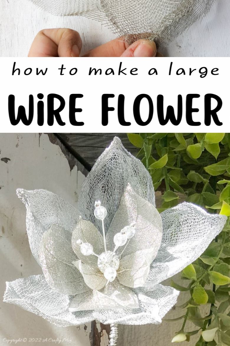 This easy-to-follow tutorial will show you how to make a large wire flower. It&rsquo;s simple, dramatic and will add hint of boho glam to your home d&eacute;cor. #WireArt #ACraftyMix #HomeDecor