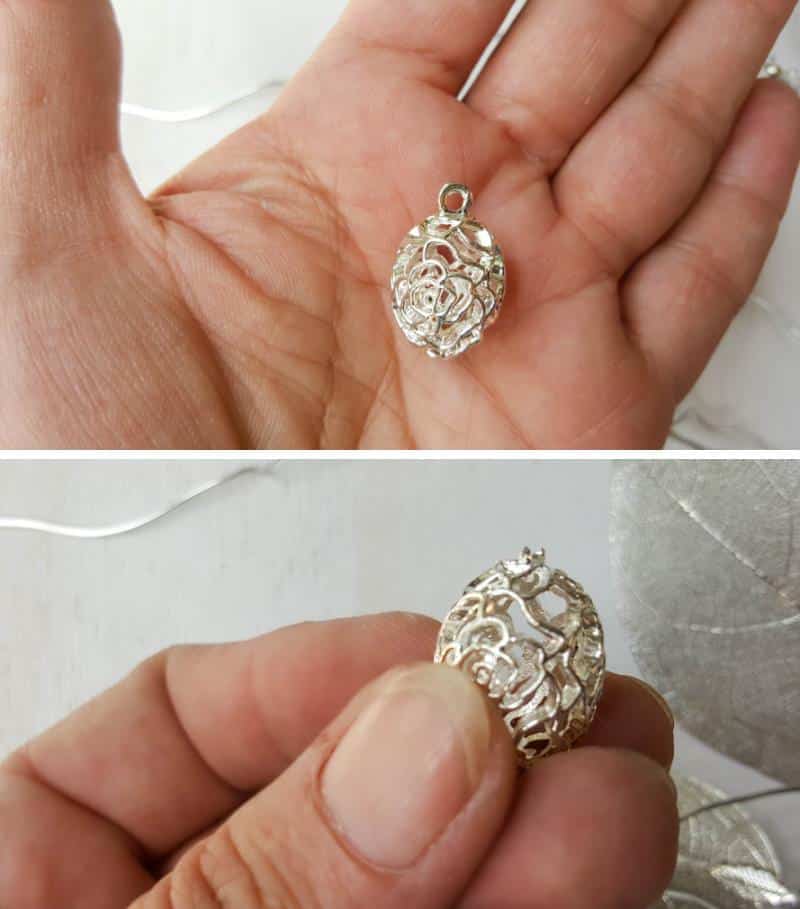 An oval shaped filigree bead is perfect for making the stamen and ovary