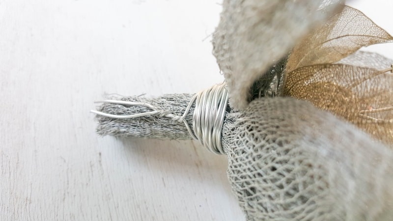 Tie the wire mesh petals together using jewelry wire