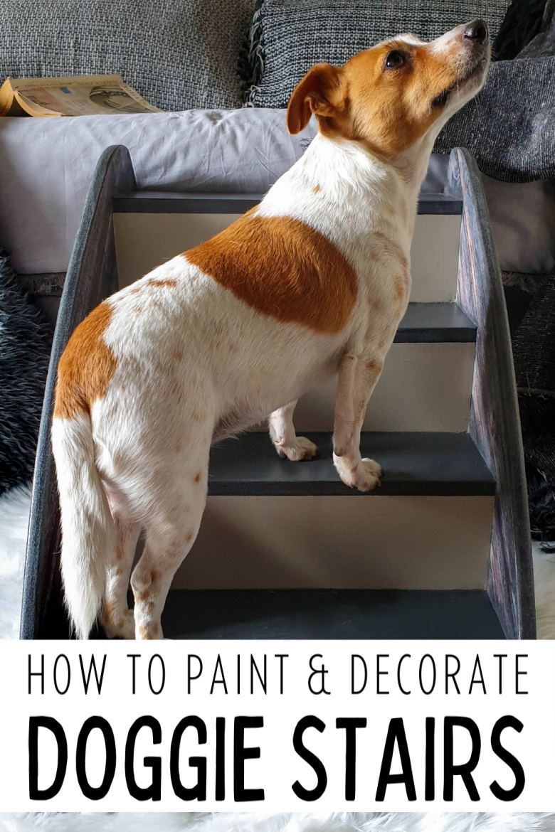 Wooden doggie stairs are perfect for helping fur babies get onto the couch or bed for cuddles. Whether you make your own or buy them online, this tutorial will show you how to transform them quickly and easily into something that both stylish and functional. #ACraftyMix