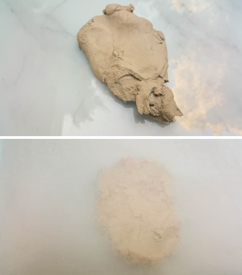 Knead the clay to get rid of any air bubbles and make it soft and pliable