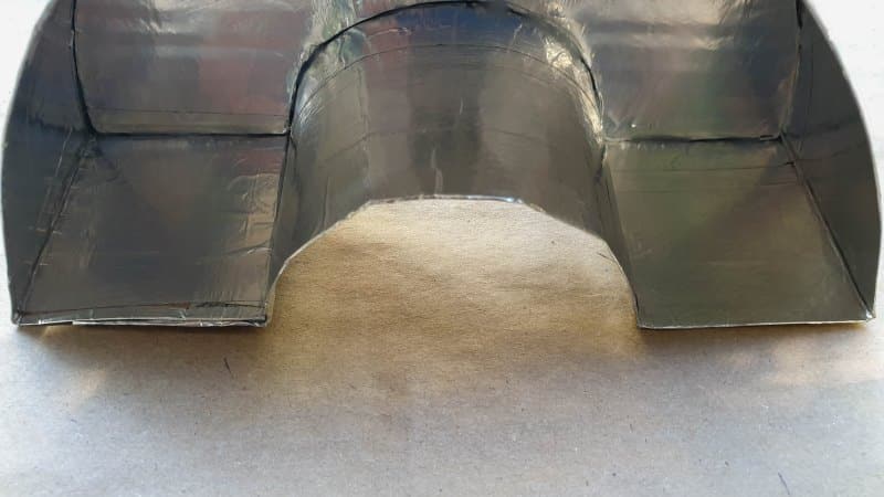 A view of the cardboard mold from the bottom