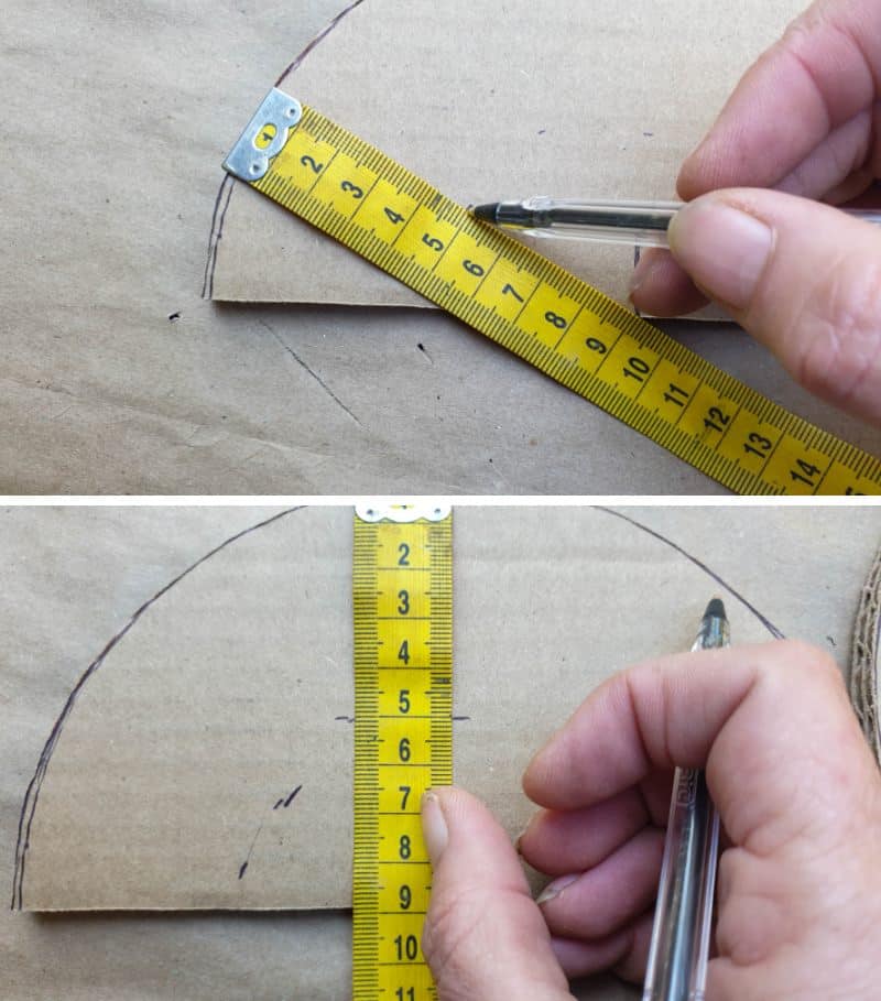 Use a ruler or measuring tape to draw the inside arch