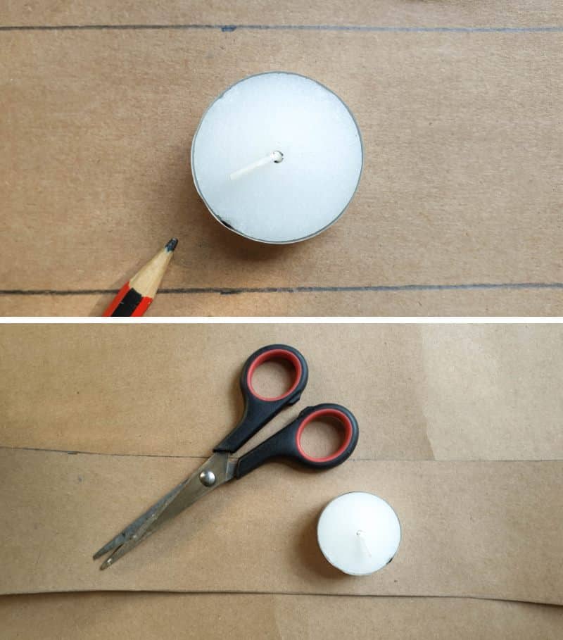 Use the tealight as a guide to cut a long strip of cardboard