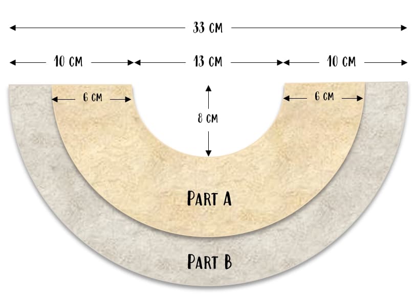 Raffia collar - cardboard measurements