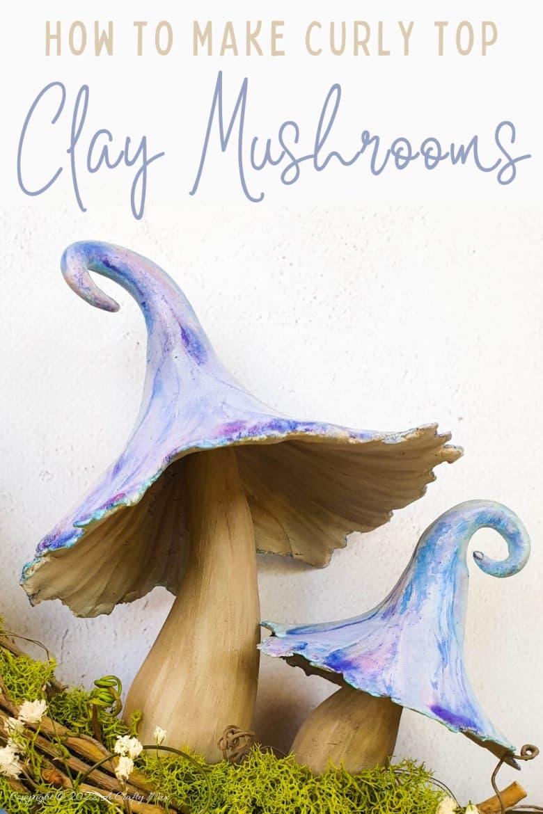 These magical clay mushrooms with curly tops are easy to make and add a touch of whimsy to any fantasy scene or fairy garden. I'll show you step by step how to make them out of polymer clay, but you can use air-dry clay too. 