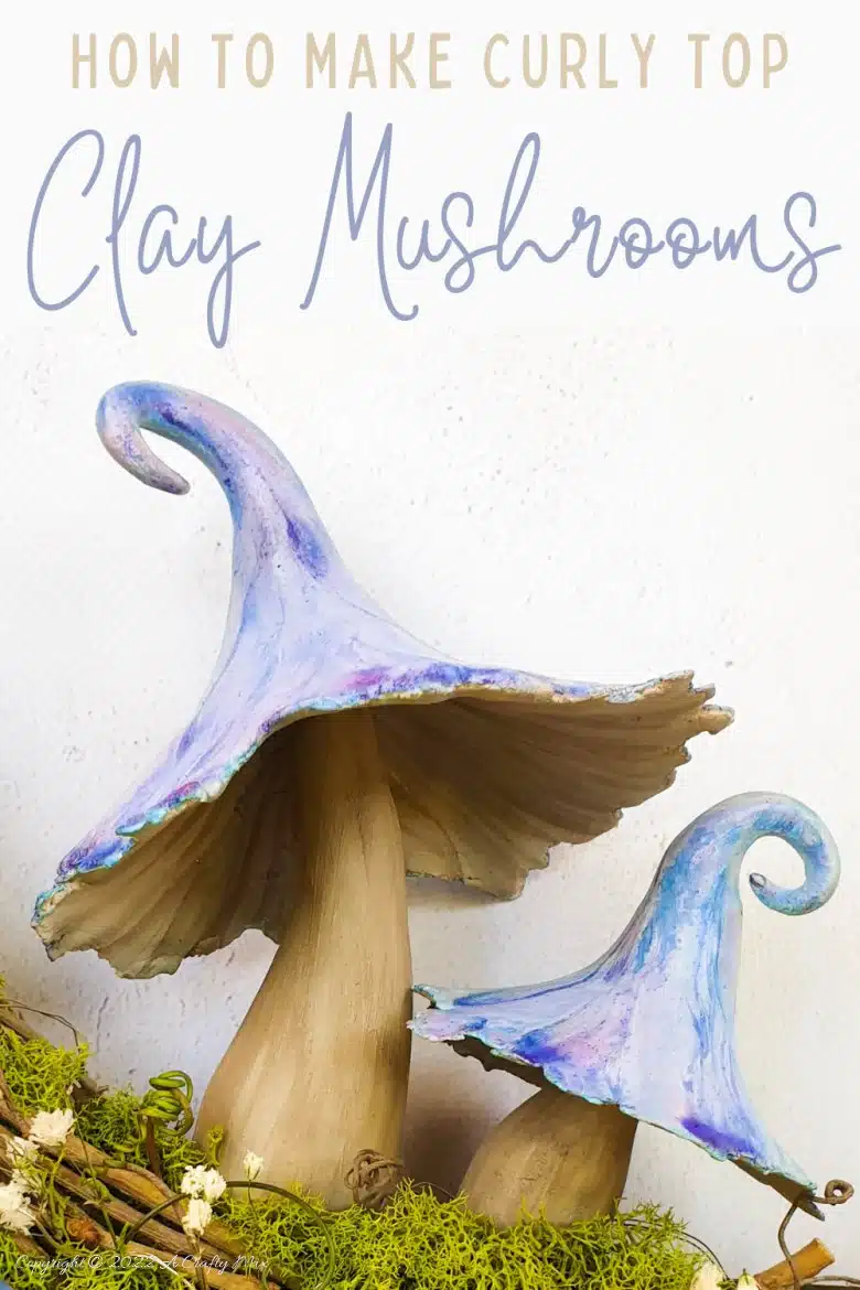 These magical clay mushrooms with curly tops are easy to make and add a touch of whimsy to any fantasy scene or fairy garden. I'll show you step by step how to make them out of polymer clay, but you can use air-dry clay too. 