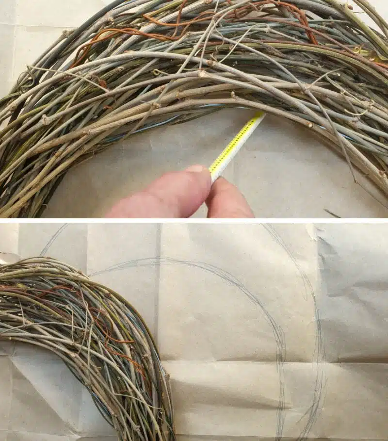 Place the wreath on a large piece of paper and trace around the edges