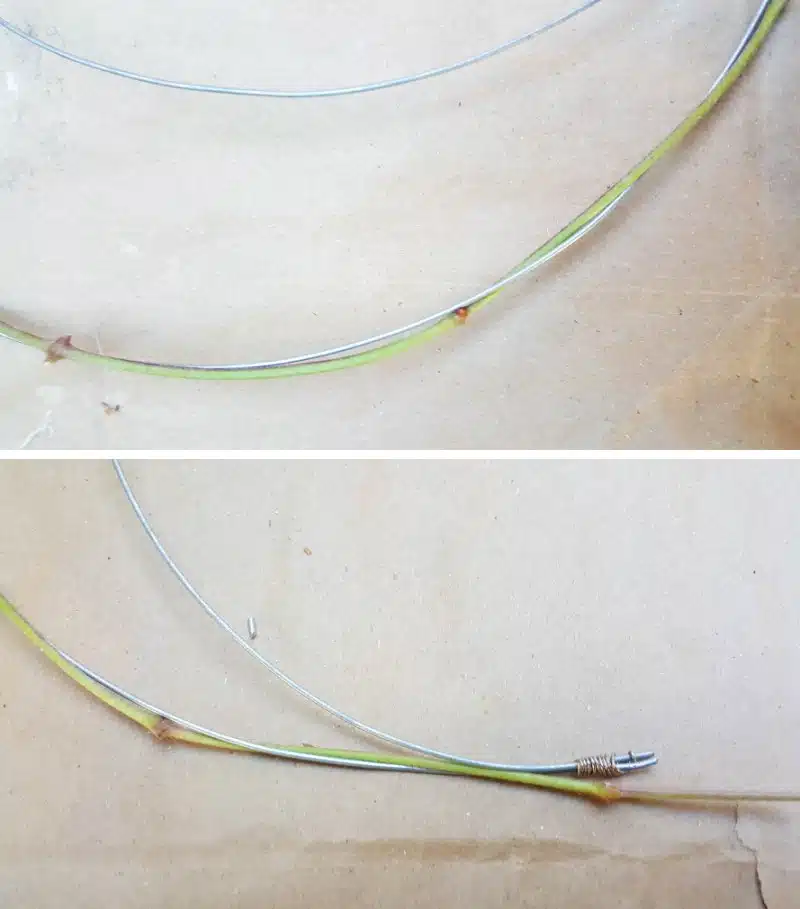 Starting at one end weave the vines around the wire form