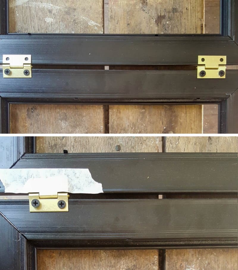 Tape the hinges in place before screwing them in