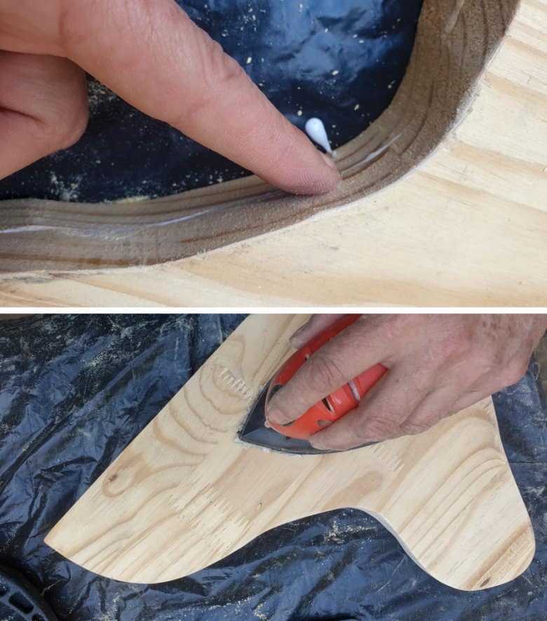 Wipe away any excess glue and sand smooth