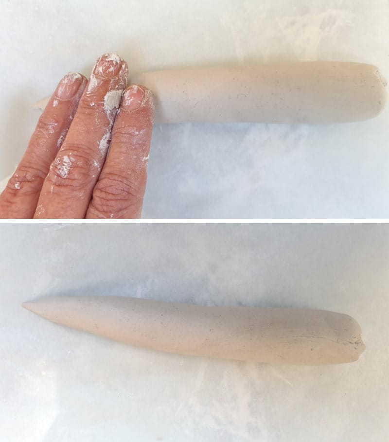 Roll a worm shape that tapers towards on end