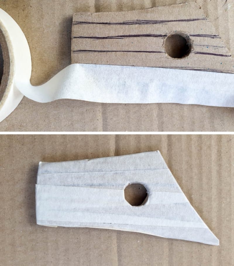 Use masking tape to cover the cardboard door andprtect it