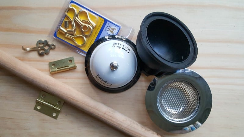 A collections of found items I used to make the vintage phone charging station