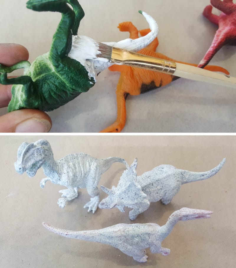If your dinosaurs are rubber, apply gesso first