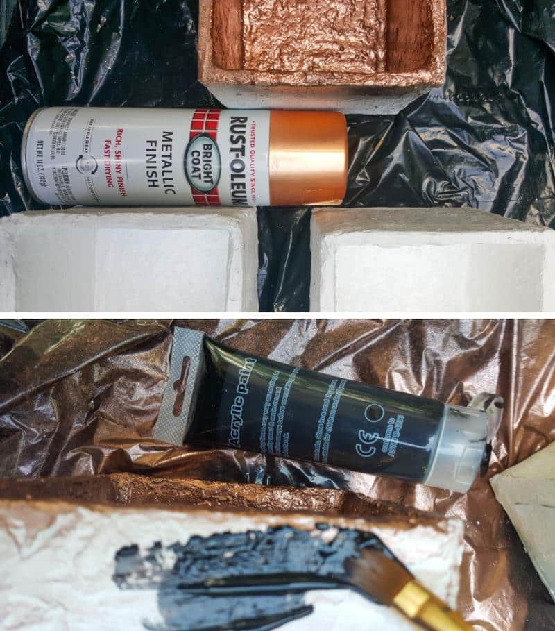 Paint the cardboard boxes black on the outside and copper inside