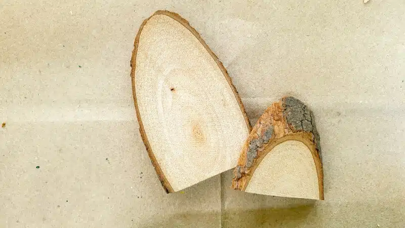 Cut the bottom of the wood slice off